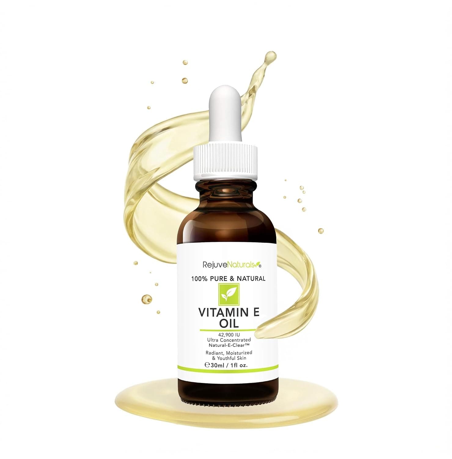 Vitamin E Oil - 100% Pure & Natural, 42,900 IU. Repair Dry, Damaged Skin from Surgery & Acne, Age Spots & Wrinkles. Boost Collagen for Moisturized, Youthful-looking Skin. d-alpha tocopherol