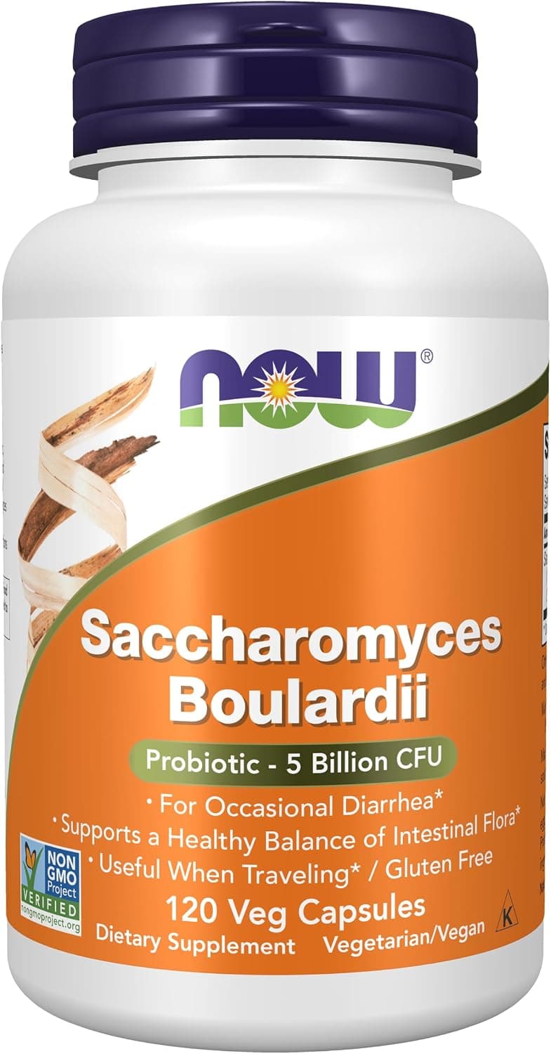NOW Supplements, Saccharomyces Boulardii, 5 Bil CFU Probiotic, 120 Veg Caps