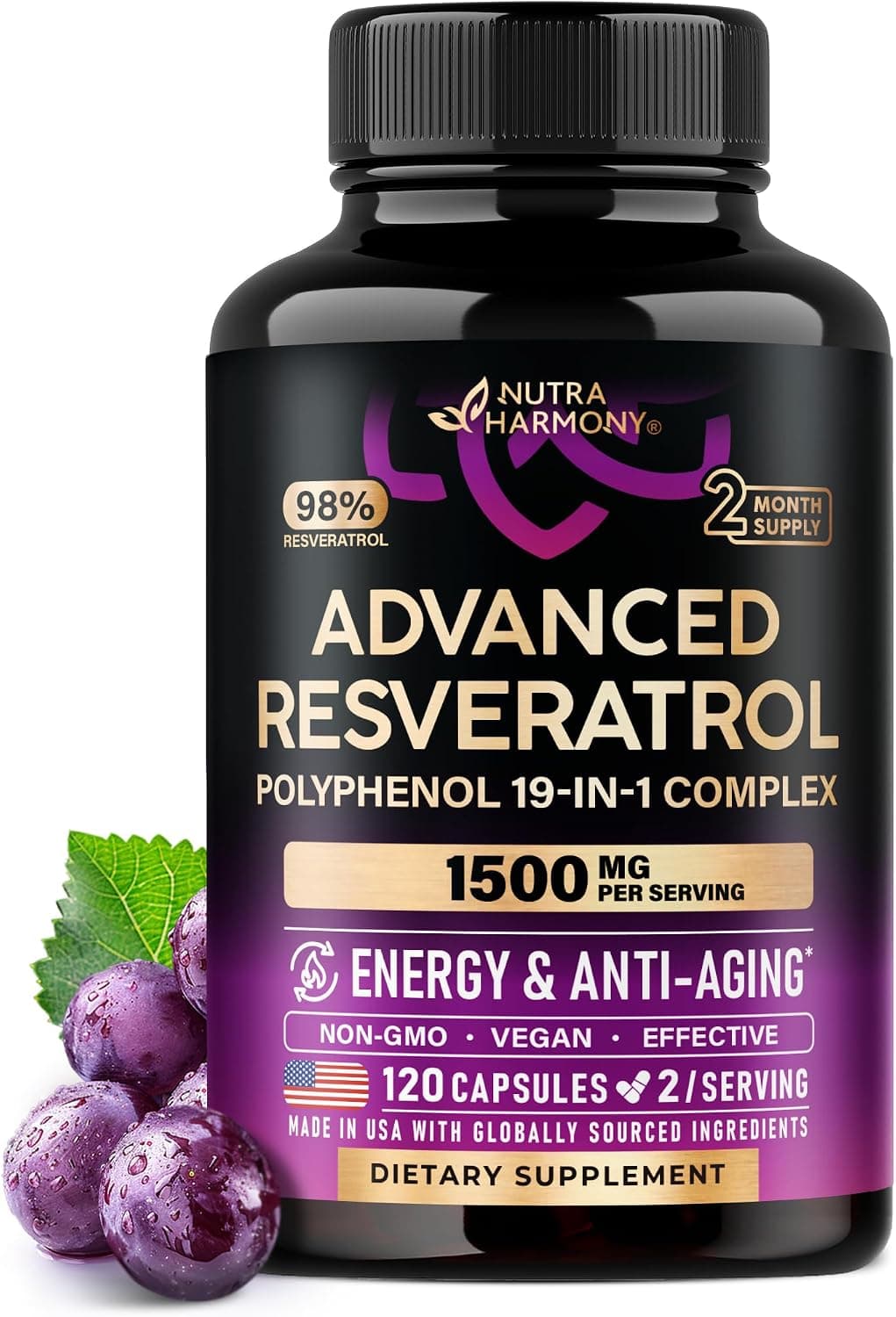 Resveratrol Polyphenol Longevity Complex 19-in-1 (120ct)
