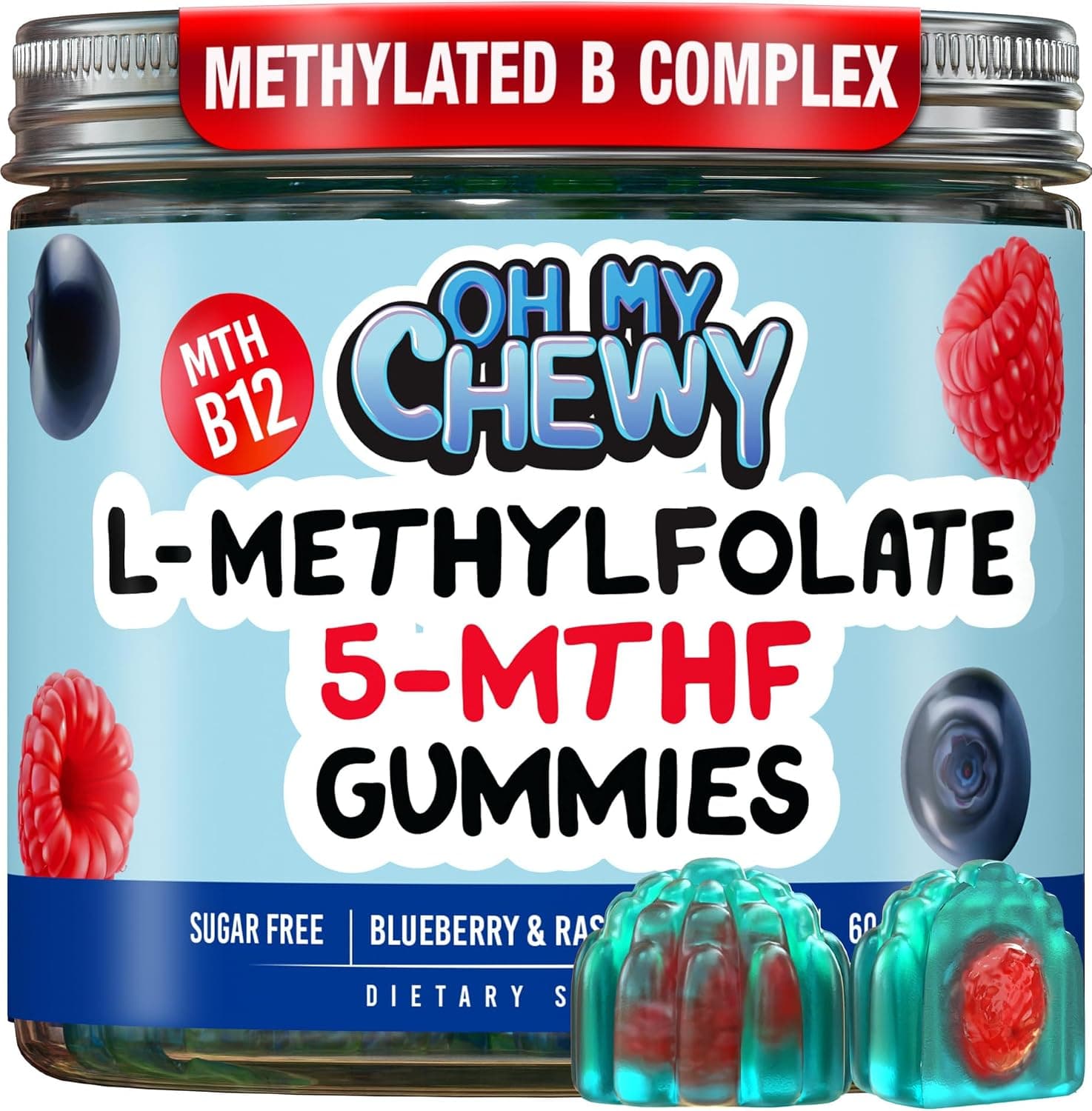 Oh My Chewy Center-Filled 5-MTHF Folate Gummies — Sugar-Free L-Methylfolate