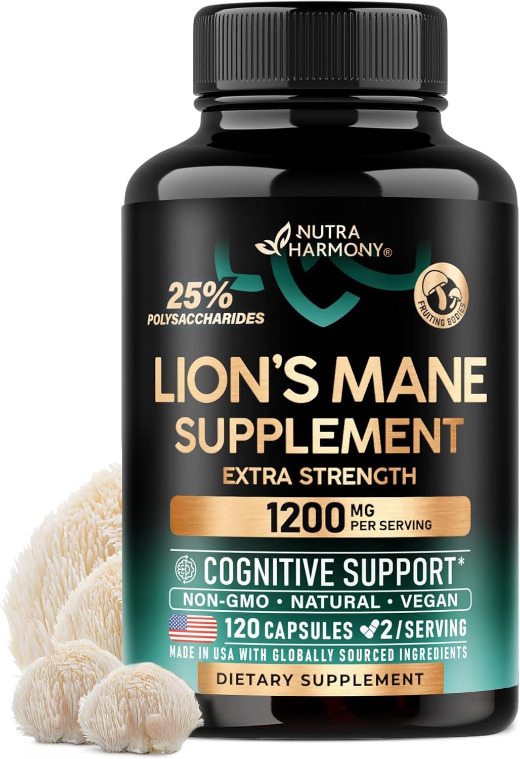 Organic Lions Mane - 1200 mg, 25% Polysaccharides