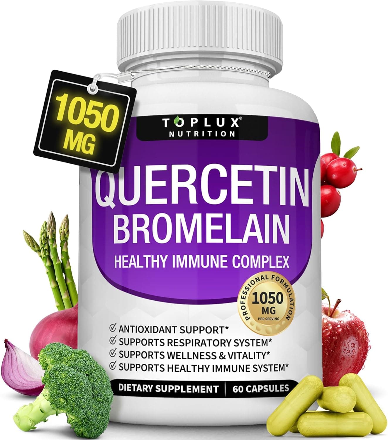 Quercetin with Bromelain and Zinc 1050mg - Advanced Immune Support Supplement