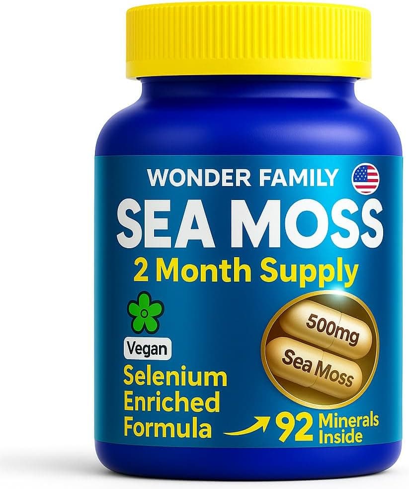 Wildcrafted Irish Sea Moss Capsules – Chondrus Crispus or Sea Moss Advanced with Biotin, Niacinamide, Vitamins – Multimineral Supplement