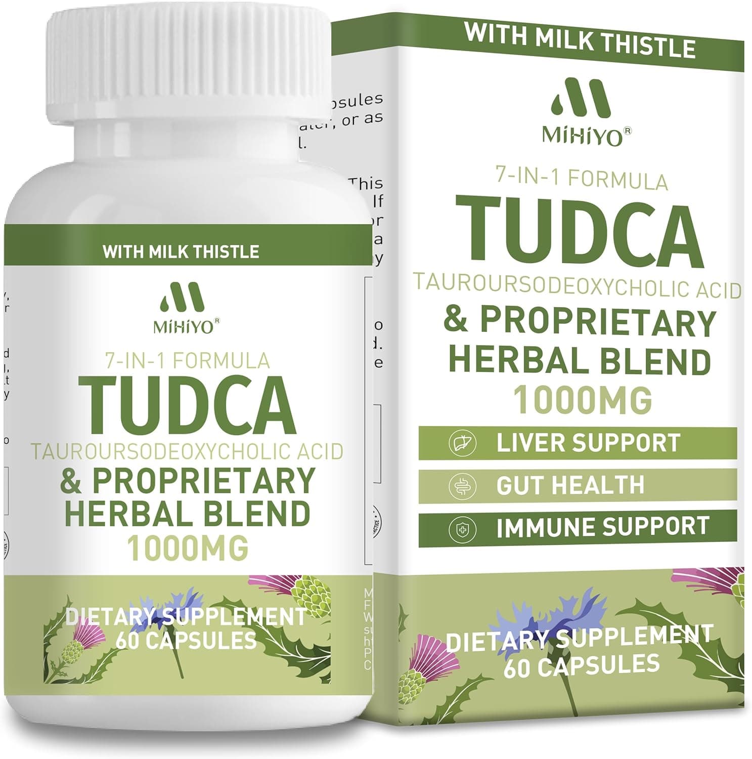 TUDCA Supplement 1000mg – Bile Salts and Liver Support with Milk Thistle