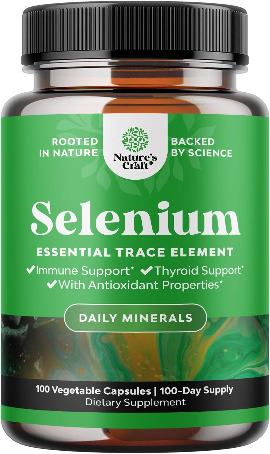 Natures Craft Yeast-Free Selenium 200mcg — Thyroid & Immune Antioxidant (100 Count)