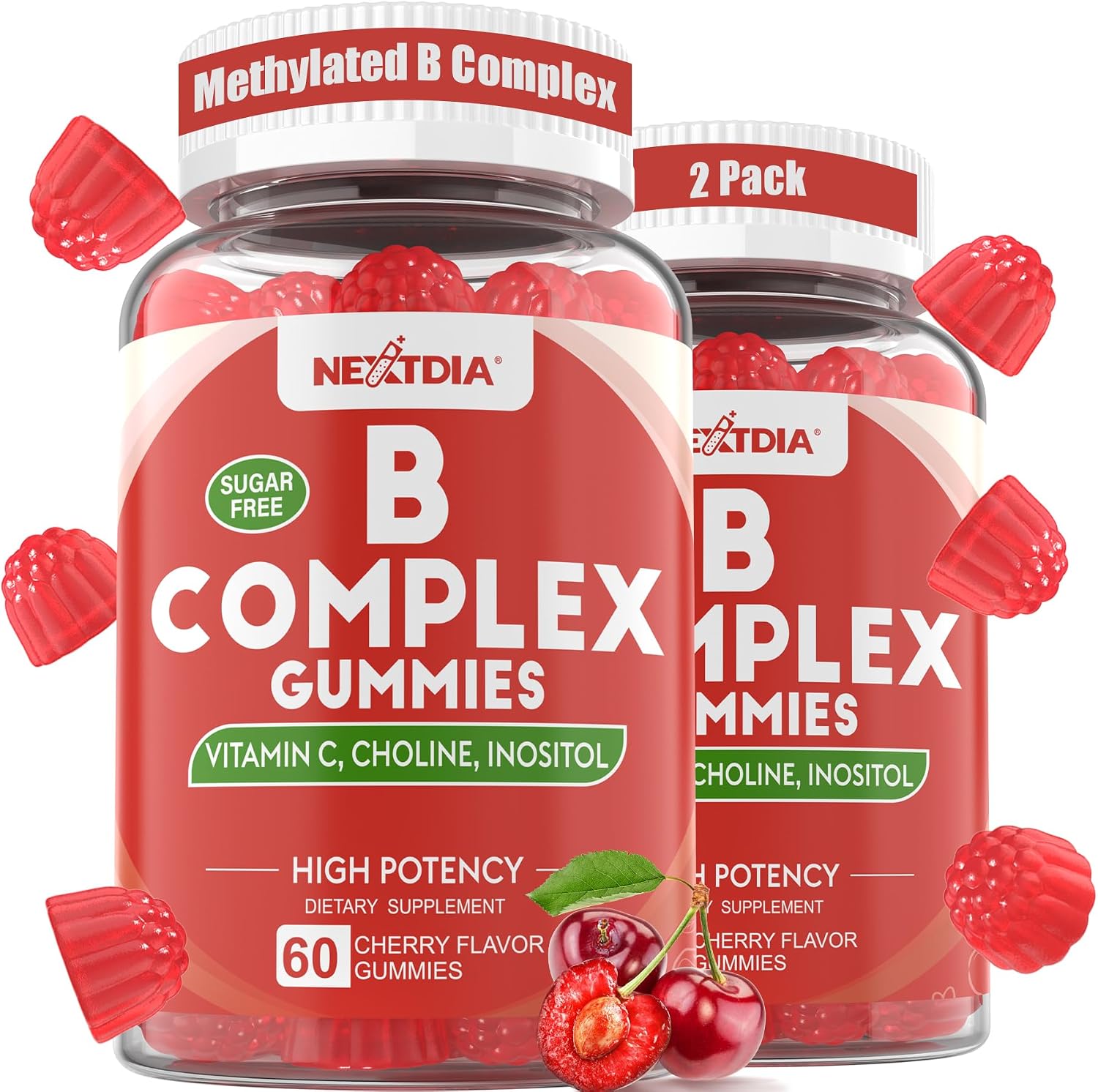 Nextdia Methylated Vitamin B Complex Gummies — Methyl B12, Methylfolate & Multivitamin (120 Count)