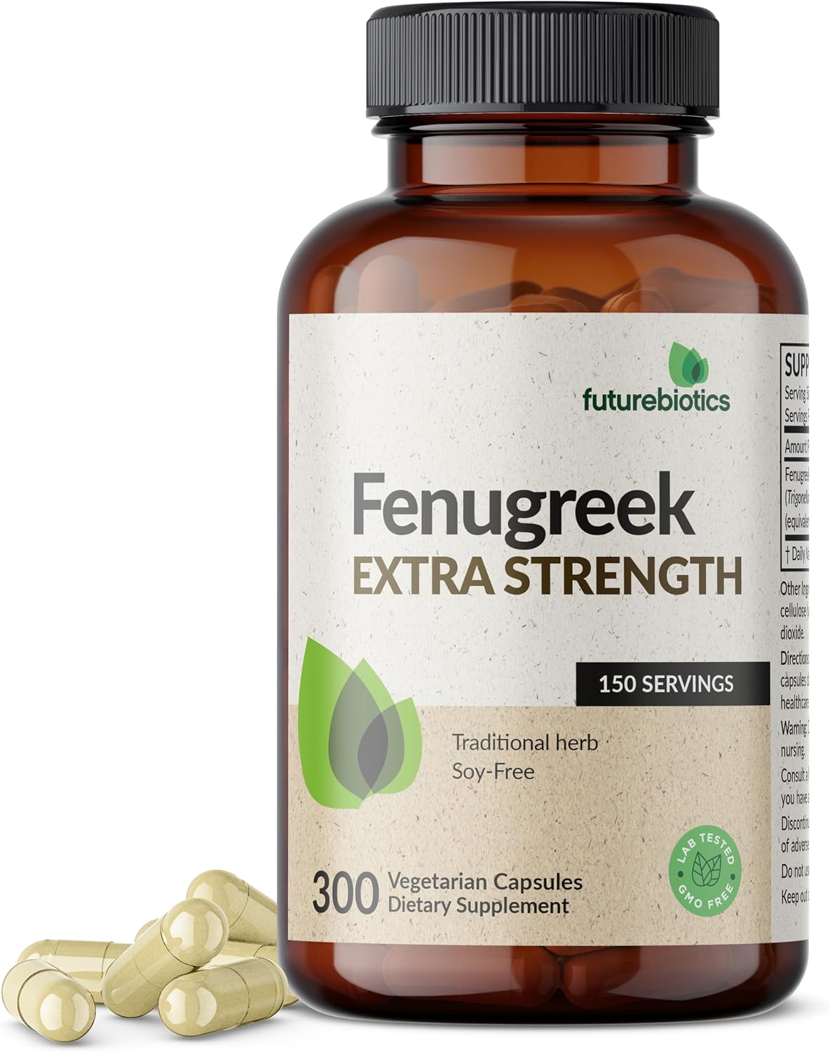 Futurebiotics Fenugreek Extra Strength, 300 Vegetarian Capsules | 10:1 Fenugreek Seed Extract, Supports Overall Health & Well-Being, Vegan, Non-GMO & Soy-Free