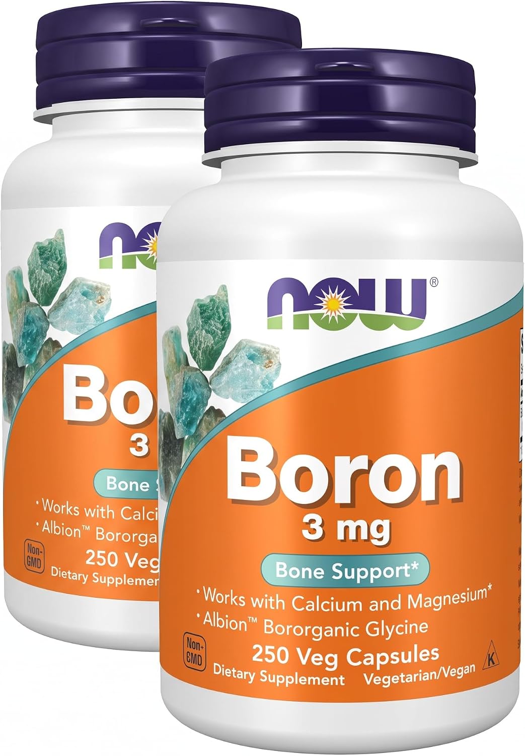 Now Supplements,Boron 3 mg (Bororganic Glycine),Structural Support*,250 Veg Capsules,(Pack of 2)